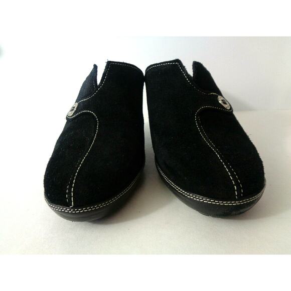 COLE HAAN Womens 6.5M Black Suede & Smooth Leather Mules Clogs Shoes BRAZIL - Picture 2 of 8
